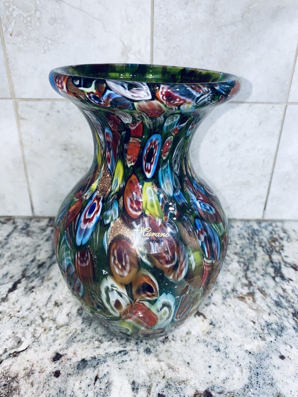 Murano Art Glass Frateli Toso Millefiori Vase Gorgeous Vintage Rare 8” Tall Nice